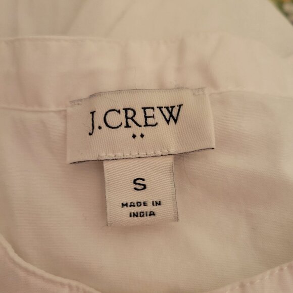 J Crew White Puff Sleeve Cotton Blouse S Ruffle Trim Career Business Professiona - Picture 5 of 7